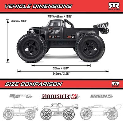 ARRMA NOTORIOUS 6S 4wd Borstlös 1/8 El-Truck V6 2025 levereras utan batteri och laddare.