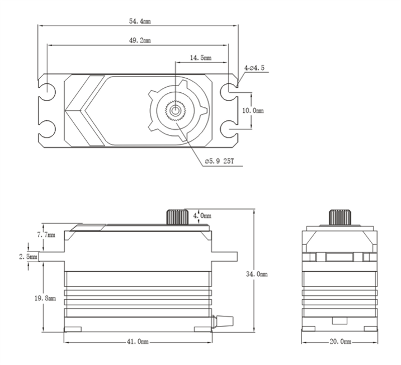 Servo Borstlöst 30.0kg/0.065sek (7.4V) SRT Programmerbart (i-Bus2, SXR, SUR, SR, SFR)