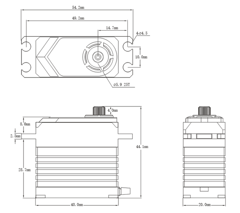 Servo Borstlöst 65.0kg/0.11sek (7.4V) SRT Programmerbart (i-Bus2, SXR, SUR, SR, SFR)
