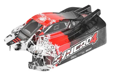 Polycarbonat kaross - Syncro 4 - målad - klippt - dekaler - Red Color - 1 st