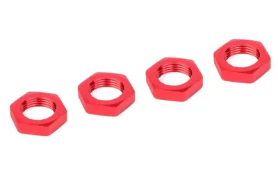 Hjulmutter - Serrated - Aluminum - Red - 4 st