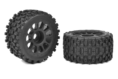 1-8 Buggy däck - Scorpion XTB - Bakre Wide - Limmad på svarta fälgar - Off-Set 2WD - 1 par