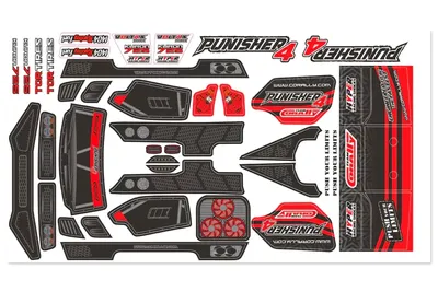 Dekalkit kaross  - Punisher 4 - Pre-Cut -  Röd - 1 st