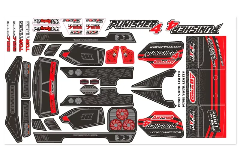 Dekalkit kaross  - Punisher 4 - Pre-Cut -  Röd - 1 st
