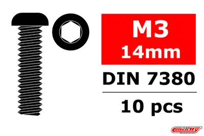 Team Corally - Hex Button Head Screw - M3 x 14 - Steel - 10 st