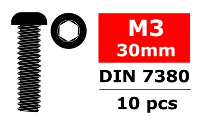 Team Corally - Hex Button Head Screw - M3x30 - Steel - 10 pcs