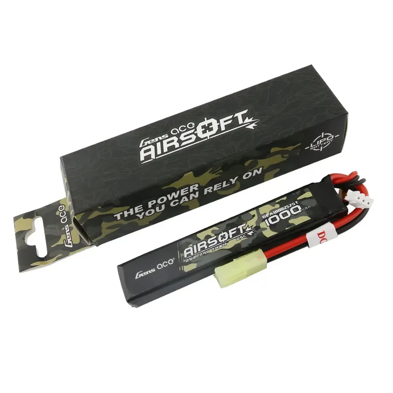 Gens ace 25C 1000mAh 2S1P 7.4V Airsoft Gun Lipo-batteri med mini Tamiya-plugg