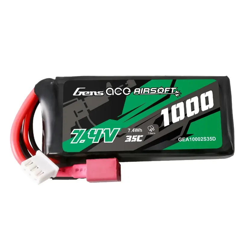 Gens ace 35C 1000mAh 2S1P 7.4V Airsoft Gun Lipo-batteri med T Plug