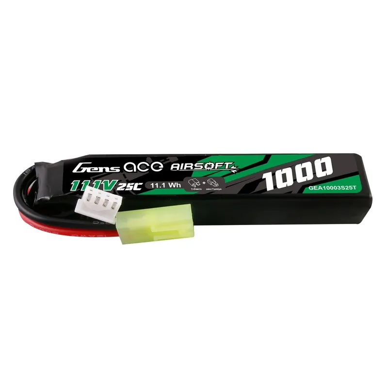 Gens ace 25C 1000mAh 3S1P 11.1V Airsoft Gun Lipo-batteri med mini Tamiya-plugg