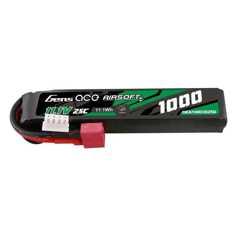 Gens ace 25C 1000mAh 3S1P 11.1V Airsoft Gun Lipo-batteri med T-plugg