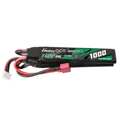 Gens ace 25C 1000mAh 3S1P 11.1V Nunchuck 3X Airsoft Gun Lipo-batteri med T-plugg