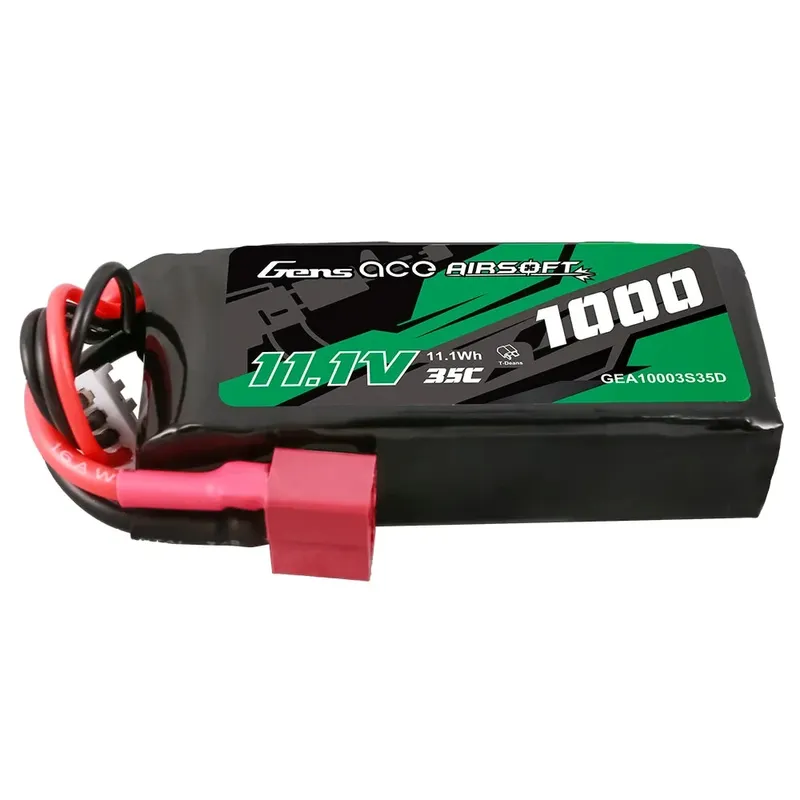 Gens ace 35C 1000mAh 3S1P 11.1V Airsoft Gun Lipo-batteri med T Plug