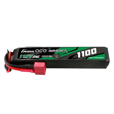 Gens ace 25C 1100mAh 3S1P 11.1V Airsoft Gun Lipo-batteri med T-plugg