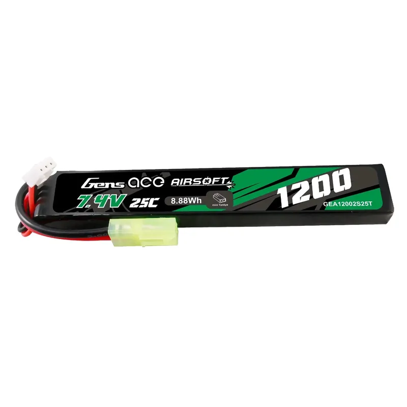 Gens ace 25C 1200mAh 2S1P 7.4V Airsoft Gun Lipo-batteri med Tamiya-plugg