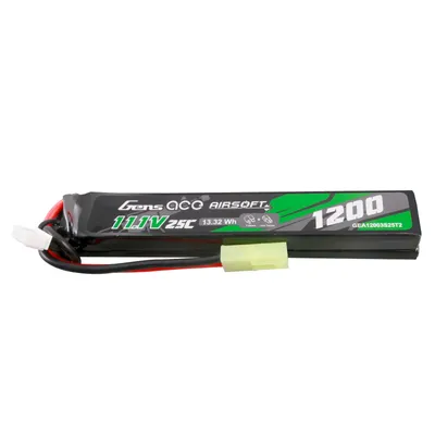 Gens Ace 25C 1200mAh 3S1P 11.1V Saddle Airsoft Gun Lipo-batteri med mini Tamiya-plugg