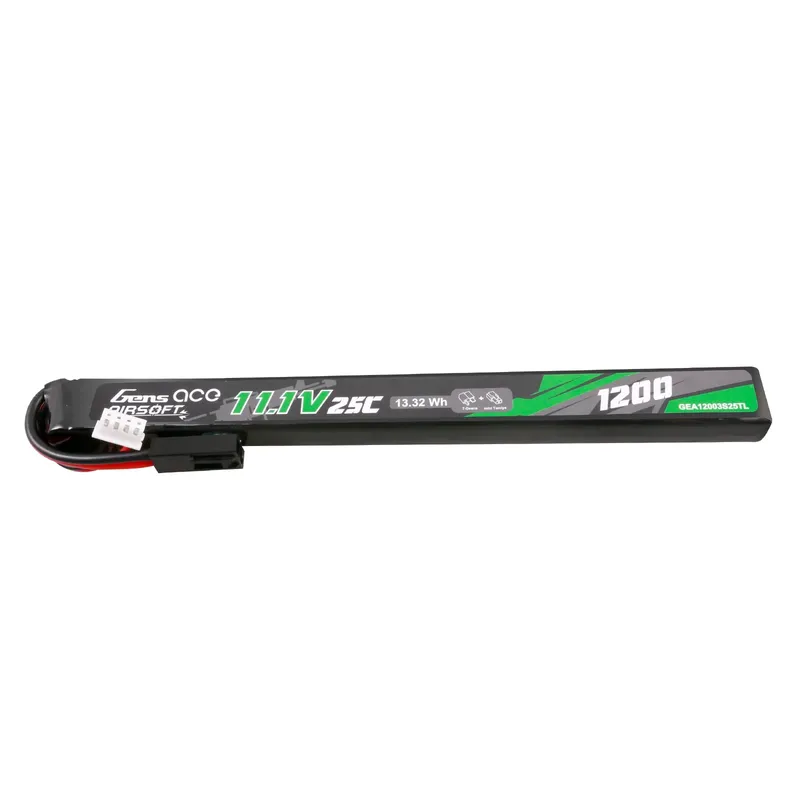 Gens ace 25C 1200mAh 3S1P 11.1V Airsoft Gun Lipo-batteri med mini Tamiya-plugg lång storlek