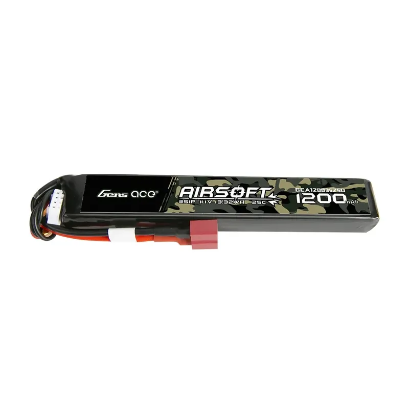 Gens ace 25C 1200mAh 3S1P 11.1V Airsoft Gun Lipo-batteri med T-plugg