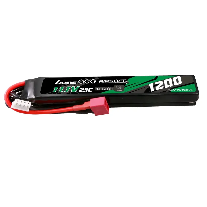 Gens Ace 25C 1200mAh 3S1P 11.1V Saddle Airsoft Gun Lipo-batteri med T-plugg