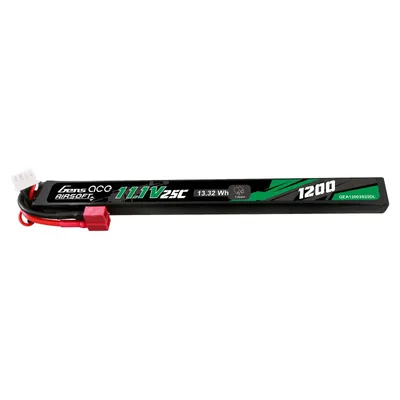Gens Ace 25C 1200mAh 3S1P 11.1V Airsoft Gun Lipo-batteri med Deans(T) plugg lång storlek