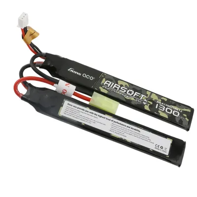 Gens ace 25C 1300mAh 2S1P 7.4V Saddle Airsoft Gun Lipo-batteri med Tamiya-kontakt