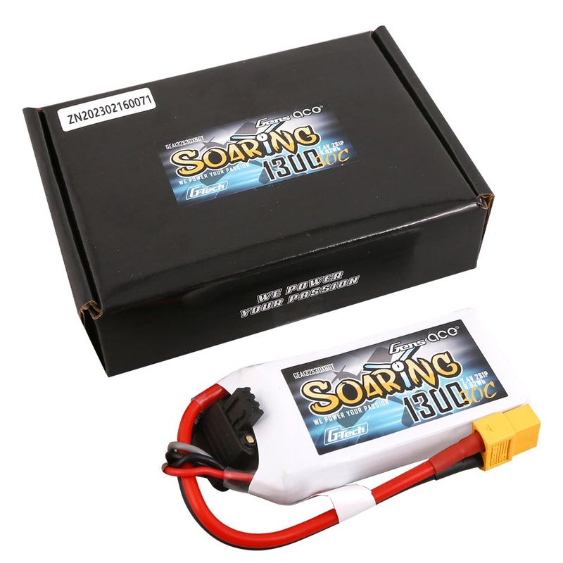 Gens ace Soaring 1300mAh 2S 7,4V 30C LiPo-batteri med XT60 – produktbild 5