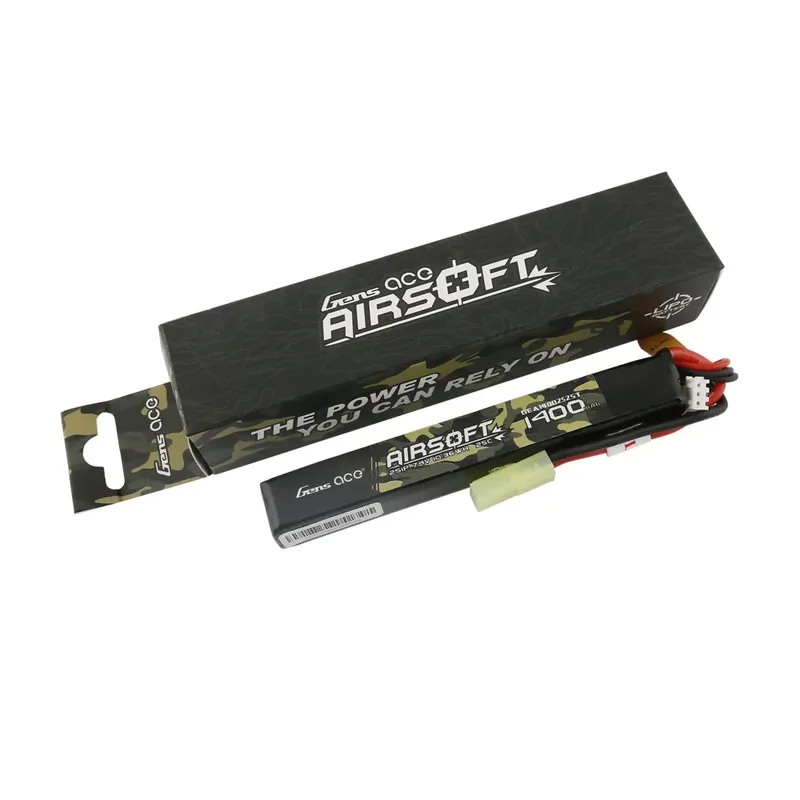 Gens ace 25C 1400mAh 2S1P 7.4V Airsoft Gun Lipo-batteri med mini Tamiya-kontakt