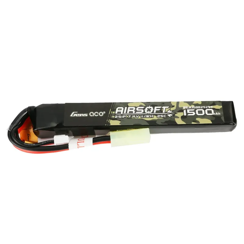Gens ace 25C 1500mAh 2S1P 7.4V Airsoft Gun Lipo-batteri med mini Tamiya-kontakt