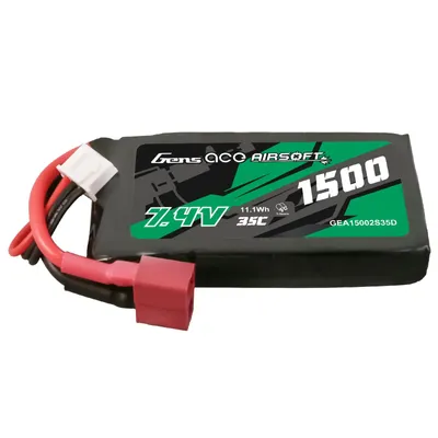 Gens ace 35C 1500mAh 2S1P 7.4V Airsoft Gun Lipo-batteri med T Plug