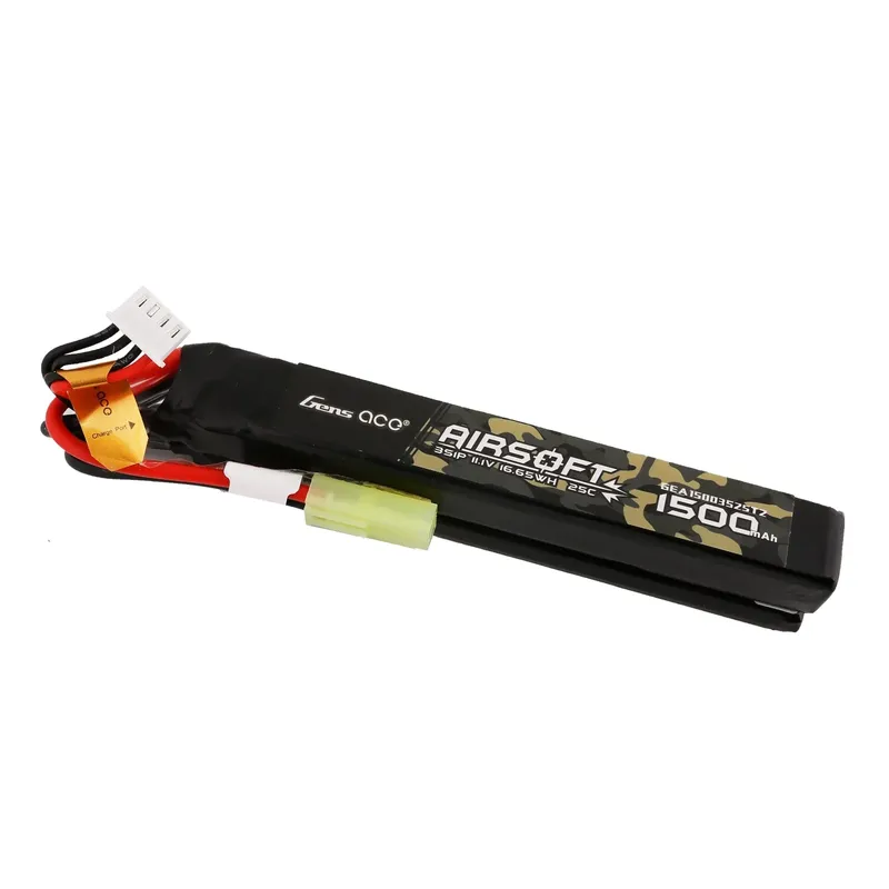 Gens ace 25C 1500mAh 3S1P 11.1V Nunchuck 2X Airsoft Gun Lipo-batteri med mini Tamiya-kontakt