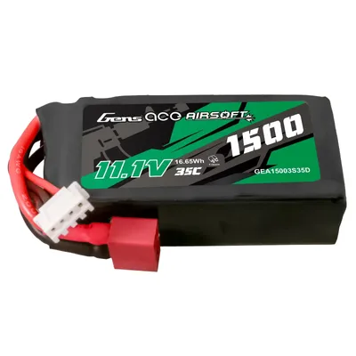 Gens ace 35C 1500mAh 3S1P 11.1V Airsoft Gun Lipo-batteri med T Plug