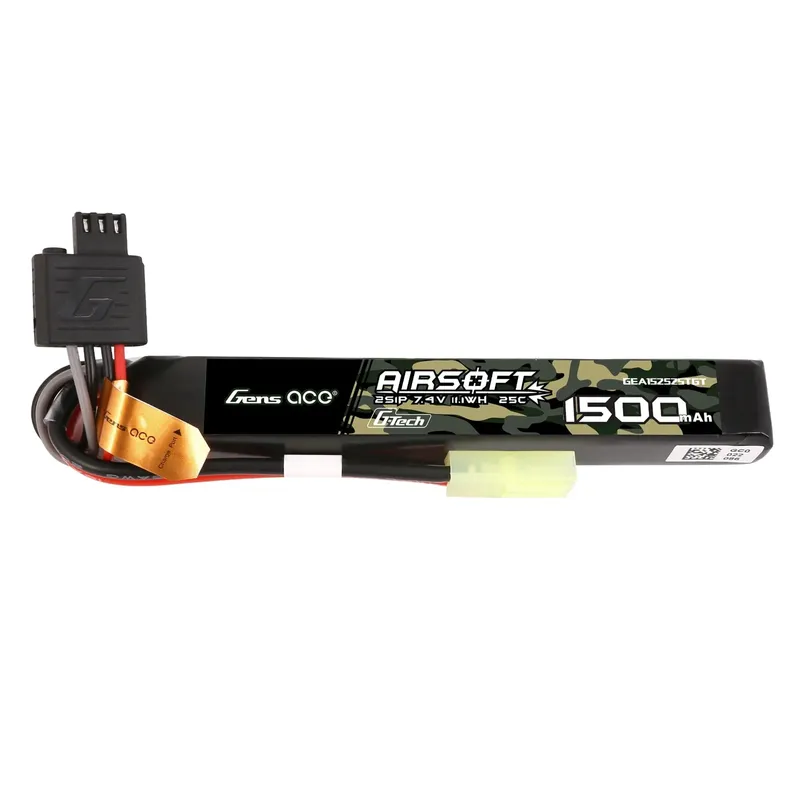 Gens ace G-Tech 25C 1500mAh 2S1P 7.4V Airsoft Gun Lipo-batteri med mini Tamiya Plug