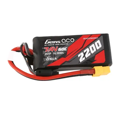 Gens ace G-Tech 2200mAh 7.4V 60C 2S1P Lipo Batteri XT60 Kontakt
