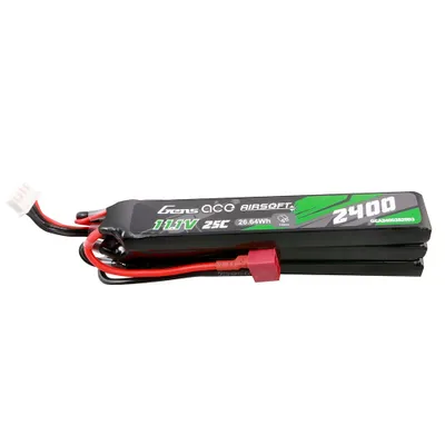Gens ace 25C 2400mAh 3S2P 11.1V NUNCHUCK 3X Airsoft Gun Lipo-batteri med Deans(T) kontakt