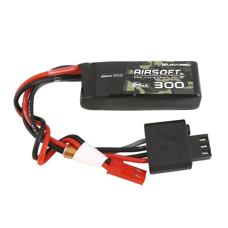 Gens ace G-Tech 35C 300mAh 2S1P 7.4V Airsoft Gun Lipo-batteri med JST-SYP Plug