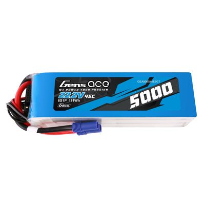 Gens ace 5000mAh 6S 45C 22,2V LiPo-batteri – EC5 kontakt – Ace Classic