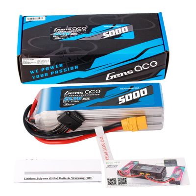 Gens ace 5000mAh 6S 60C 22,2V LiPo-batteri – XT90 kontakt – Heli