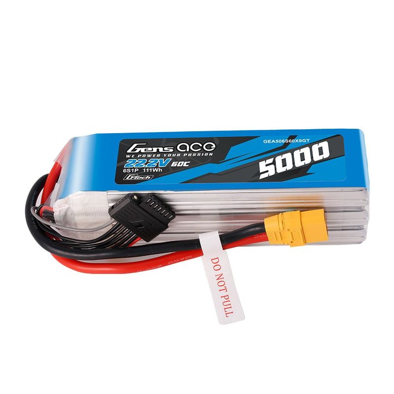 Gens ace 5000mAh 6S 60C 22,2V LiPo-batteri – XT90 kontakt – Heli
