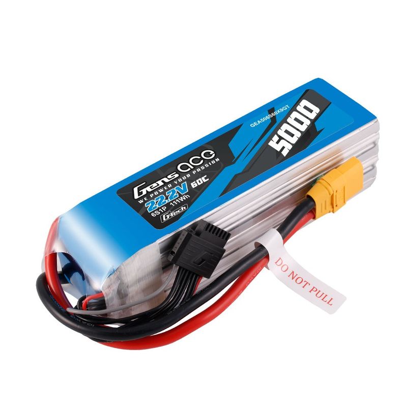Gens ace 5000mAh 6S 60C 22,2V LiPo-batteri – XT90 kontakt – Heli