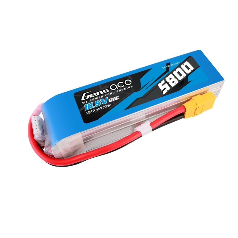 Gens ace 5800mAh 5S 60C 18,5V LiPo-batteri – XT90 kontakt – Ace Classic