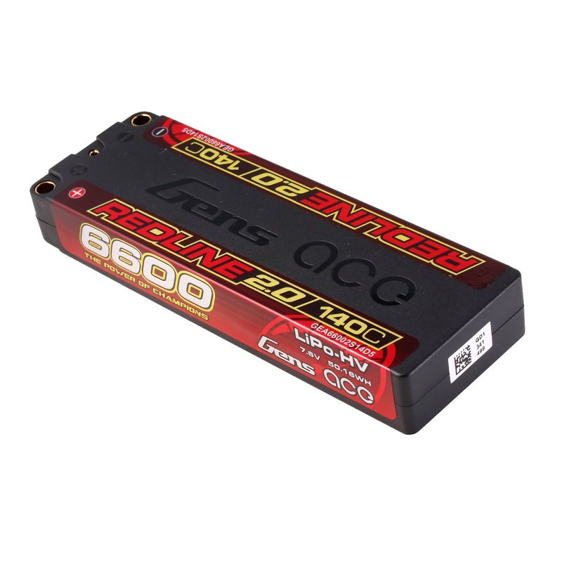 Gens ace 6600mAh 2S 140C 7,6V(HV) LiPo-batteri – 5,0mm bullet – Redline