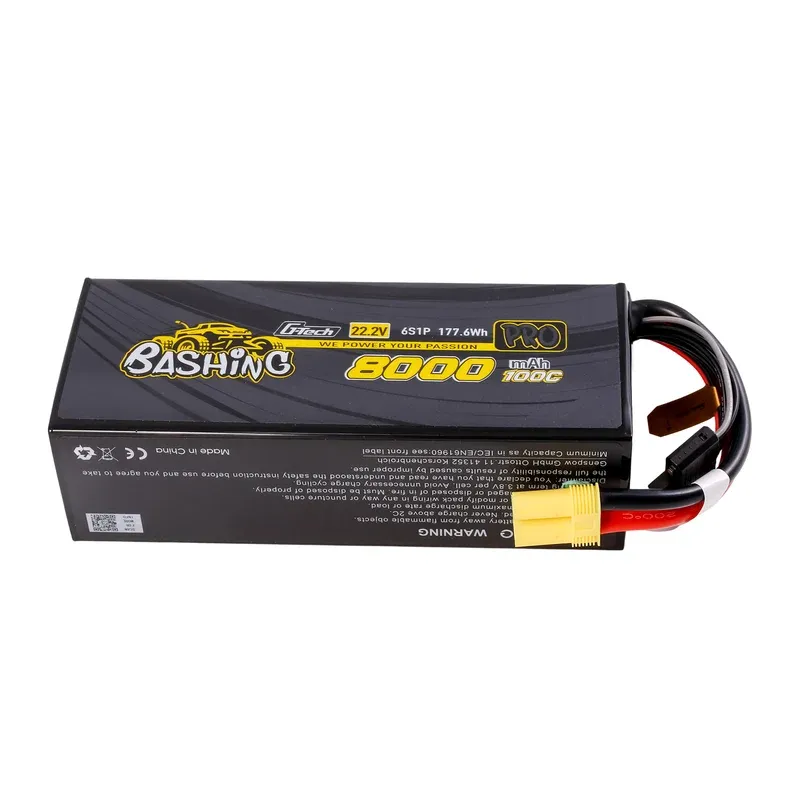 Gens ace 8000mAh 6S 100C 22.2V Lipo Battery | EC5 Plug | Bashing Pro