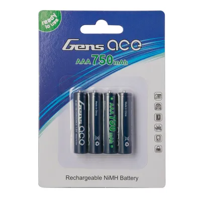 Gens ace AAA NiMH 750mAh 1,2V – Uppladdningsbara batterier 4-pack