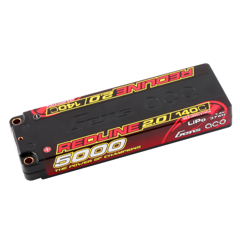 Gens ace 5000mAh 2S 140C 7,4V LiPo-batteri – 5,0mm bullet – Redline