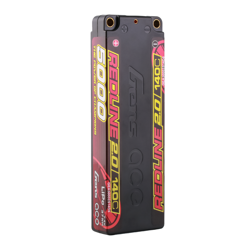 Gens ace 5000mAh 2S 140C 7,4V LiPo-batteri – 5,0mm bullet – Redline