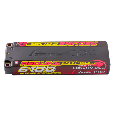 Gens ace 6100mAh 2S 140C 7,6V(HV) LiPo-batteri – 5,0mm bullet – Redline