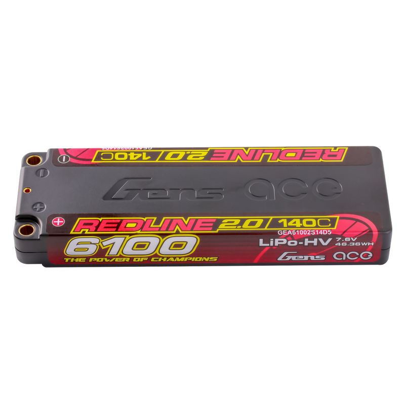 Gens ace 6100mAh 2S 140C 7,6V(HV) LiPo-batteri – 5,0mm bullet – Redline