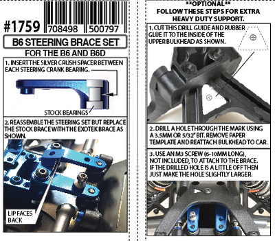 Steering Brace Upper Alu Associated B6.2 Exotek