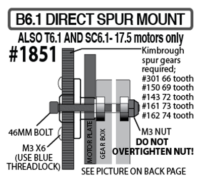 Direct Spur Gear Mount For Stock Top Shaft Ass B6.3