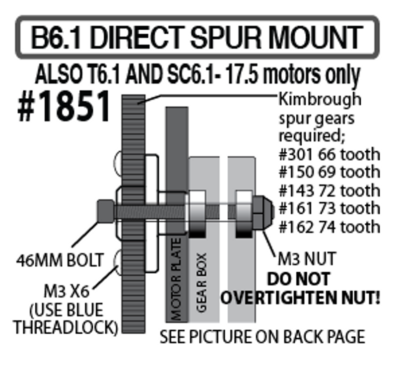 Direct Spur Gear Mount For Stock Top Shaft Ass B6.3