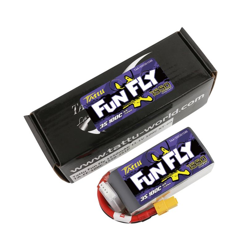Tattu 1550mAh 3S 100C 11,1V LiPo-batteri – XT60 kontakt – FunFly